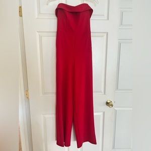 Strapless red romper